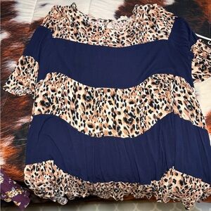 Leopard Print and Navy Women's Top